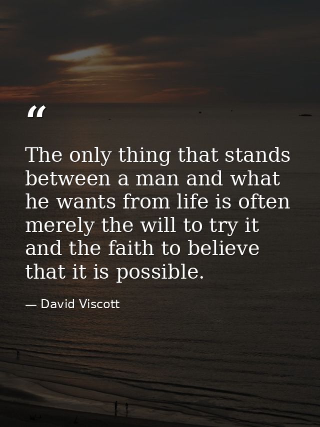 The only thing that stands between a man and what he wants from life is often merely the will to try it and the faith to — David Viscott