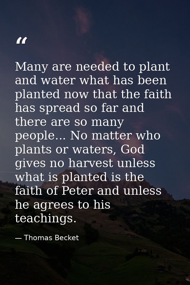 Many are needed to plant and water what has been planted now that the faith has spread so far and there are so many peop — Thomas Becket