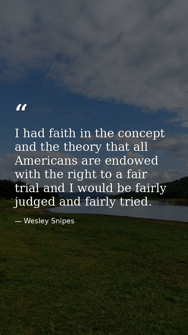 I had faith in the concept and the theory that all Americans are endowed with the right to a fair trial and I would be f — Wesley Snipes