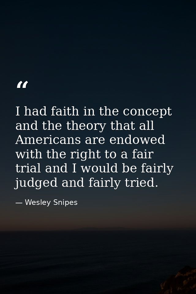 I had faith in the concept and the theory that all Americans are endowed with the right to a fair trial and I would be f — Wesley Snipes