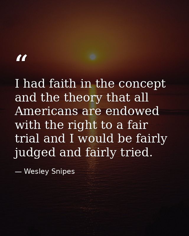 I had faith in the concept and the theory that all Americans are endowed with the right to a fair trial and I would be f — Wesley Snipes