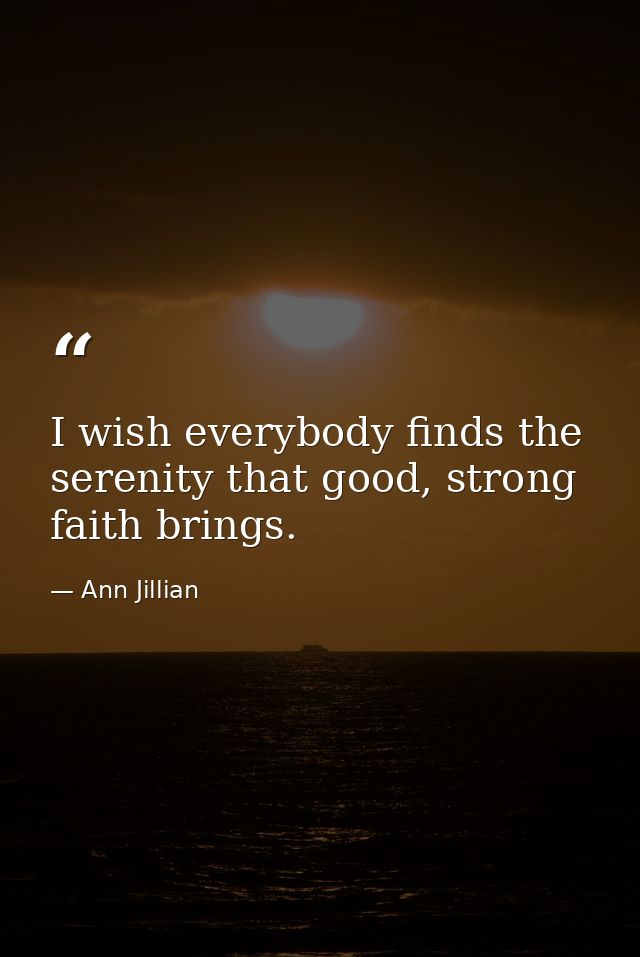 I wish everybody finds the serenity that good, strong faith brings. — Ann Jillian