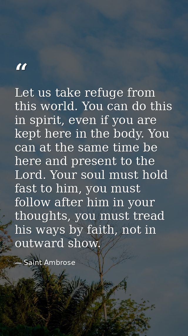 Let us take refuge from this world. You can do this in spirit, even if you are kept here in the body. You can at the sam — Saint Ambrose
