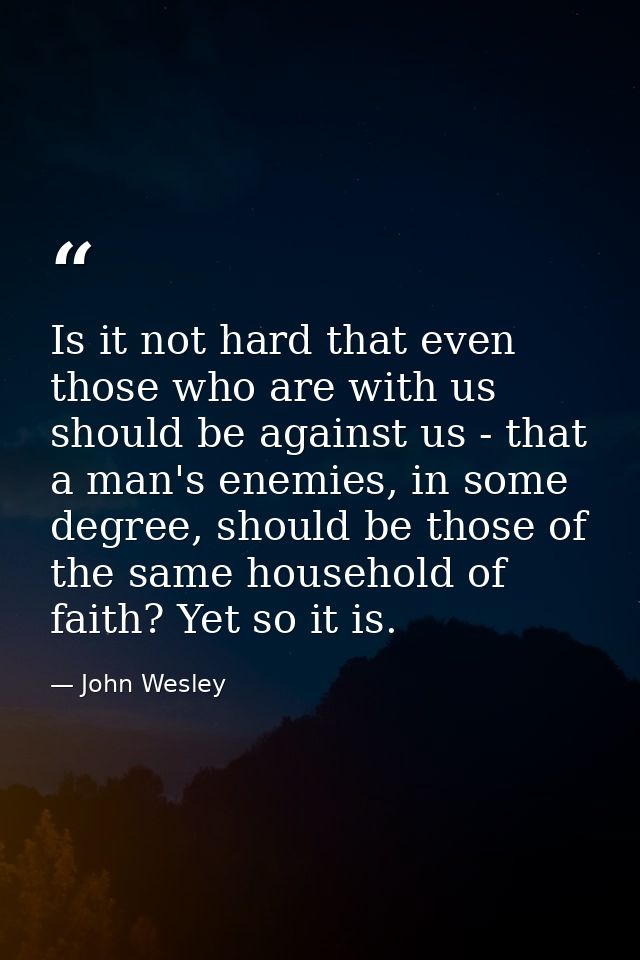 Is it not hard that even those who are with us should be against us - that a man's enemies, in some degree, should be th — John Wesley