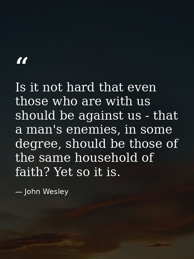 Is it not hard that even those who are with us should be against us - that a man's enemies, in some degree, should be th — John Wesley