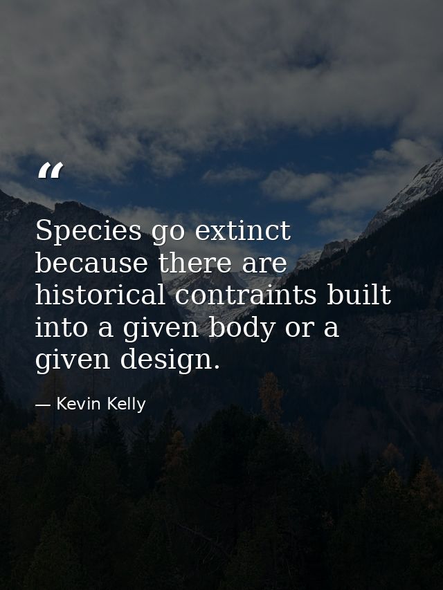 Species go extinct because there are historical contraints built into a given body or a given design. — Kevin Kelly