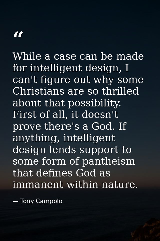 While a case can be made for intelligent design, I can't figure out why some Christians are so thrilled about that possi — Tony Campolo