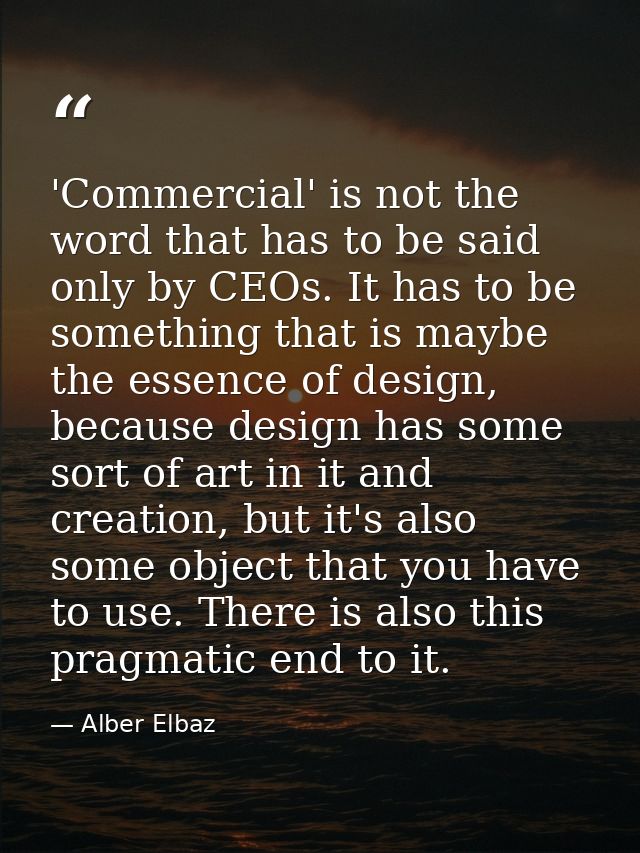 'Commercial' is not the word that has to be said only by CEOs. It has to be something that is maybe the essence of desig — Alber Elbaz