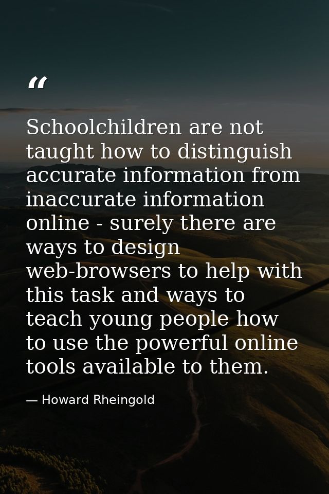 Schoolchildren are not taught how to distinguish accurate information from inaccurate information online - surely there  — Howard Rheingold