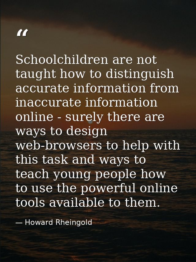Schoolchildren are not taught how to distinguish accurate information from inaccurate information online - surely there  — Howard Rheingold