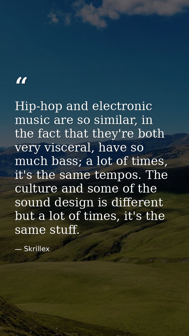 Hip-hop and electronic music are so similar, in the fact that they're both very visceral, have so much bass; a lot of ti — Skrillex