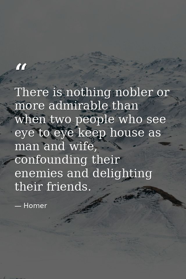 There is nothing nobler or more admirable than when two people who see eye to eye keep house as man and wife, confoundin — Homer