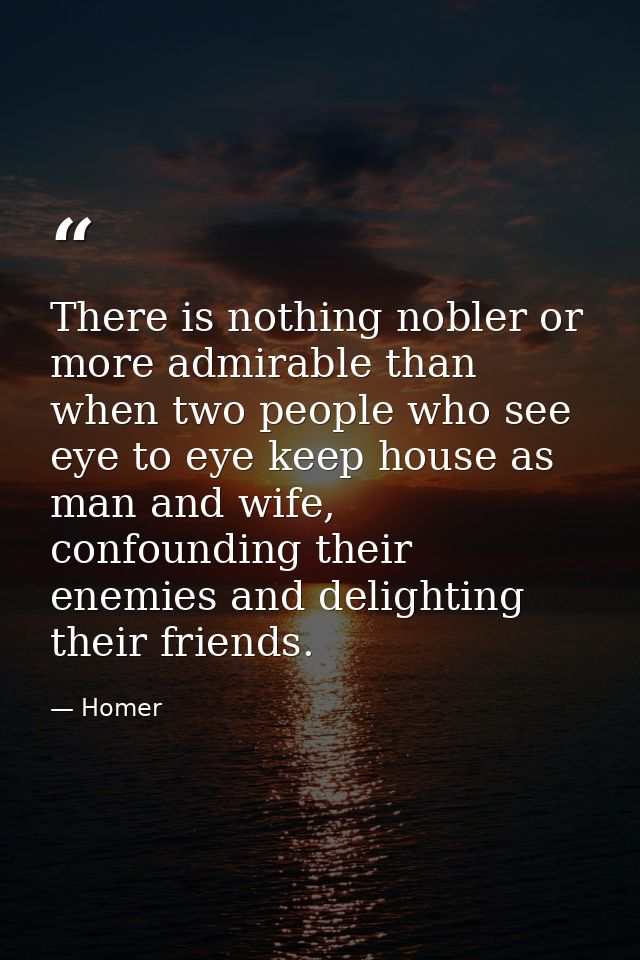 There is nothing nobler or more admirable than when two people who see eye to eye keep house as man and wife, confoundin — Homer