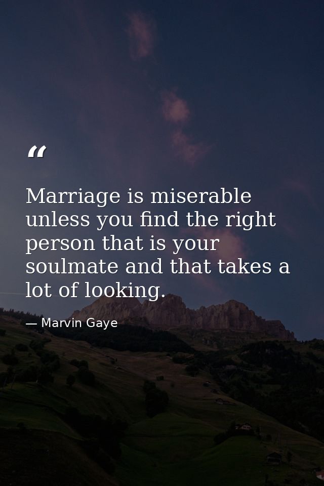 Marriage is miserable unless you find the right person that is your soulmate and that takes a lot of looking. — Marvin Gaye