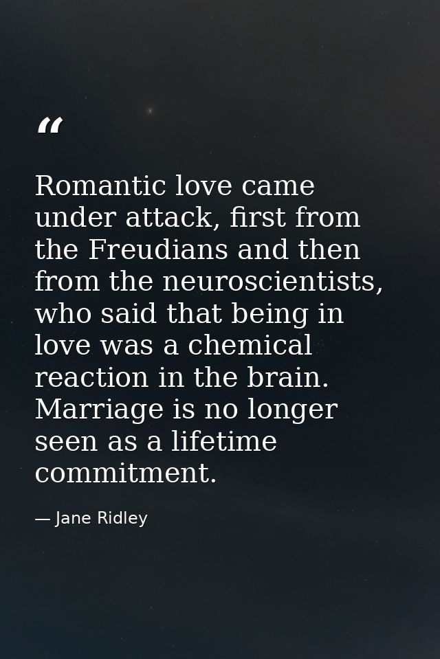 Romantic love came under attack, first from the Freudians and then from the neuroscientists, who said that being in love — Jane Ridley