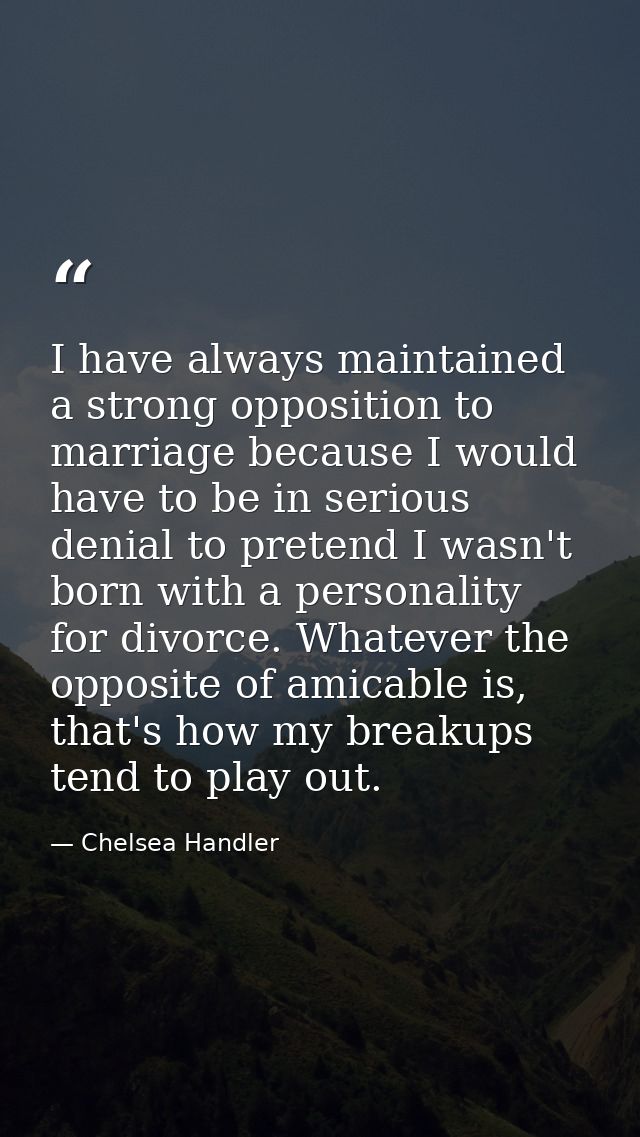I have always maintained a strong opposition to marriage because I would have to be in serious denial to pretend I wasn' — Chelsea Handler