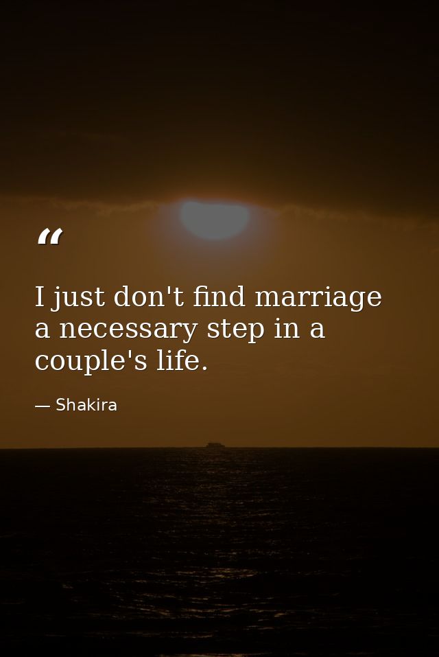 I just don't find marriage a necessary step in a couple's life. — Shakira