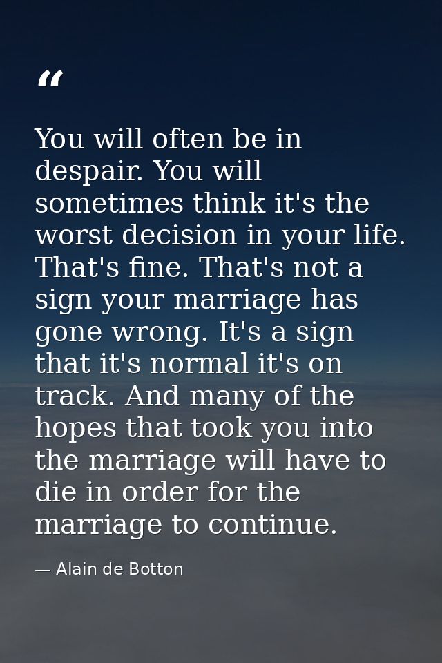 You will often be in despair. You will sometimes think it's the worst decision in your life. That's fine. That's not a s — Alain de Botton