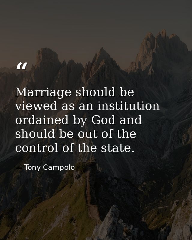 Marriage should be viewed as an institution ordained by God and should be out of the control of the state. — Tony Campolo