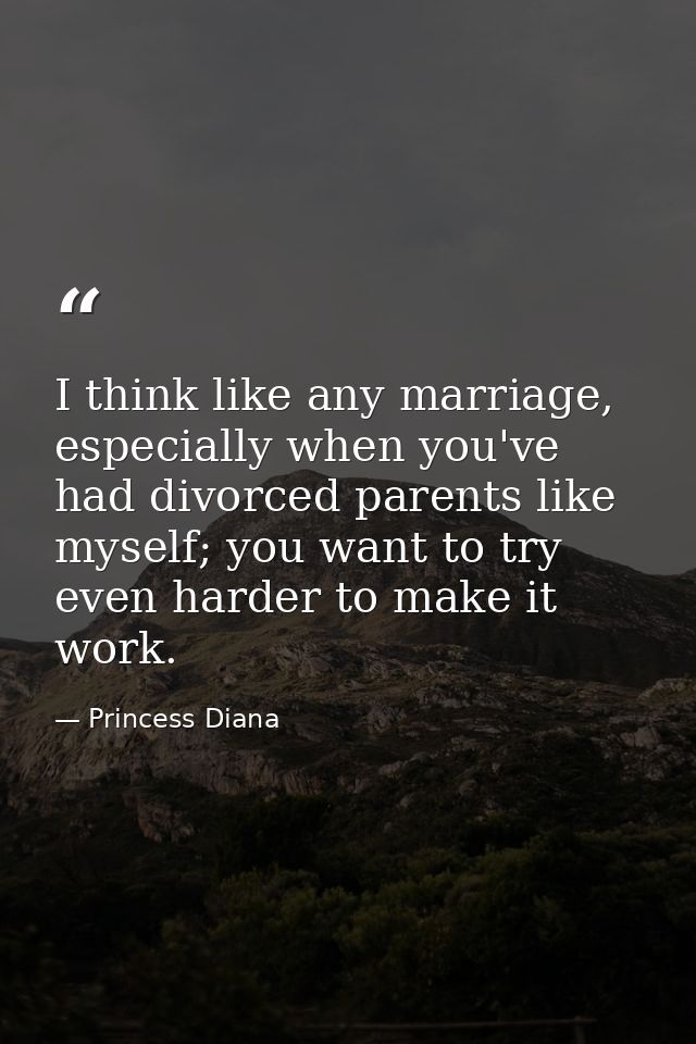 I think like any marriage, especially when you've had divorced parents like myself; you want to try even harder to make  — Princess Diana