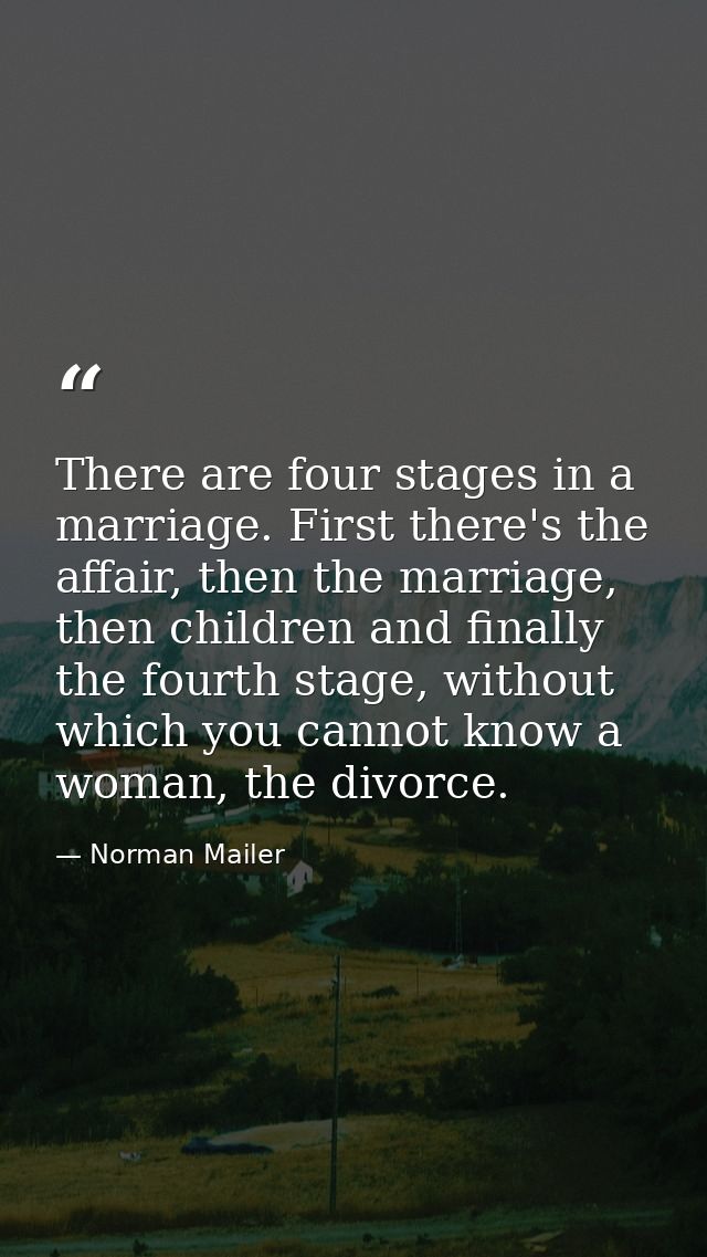 There are four stages in a marriage. First there's the affair, then the marriage, then children and finally the fourth s — Norman Mailer