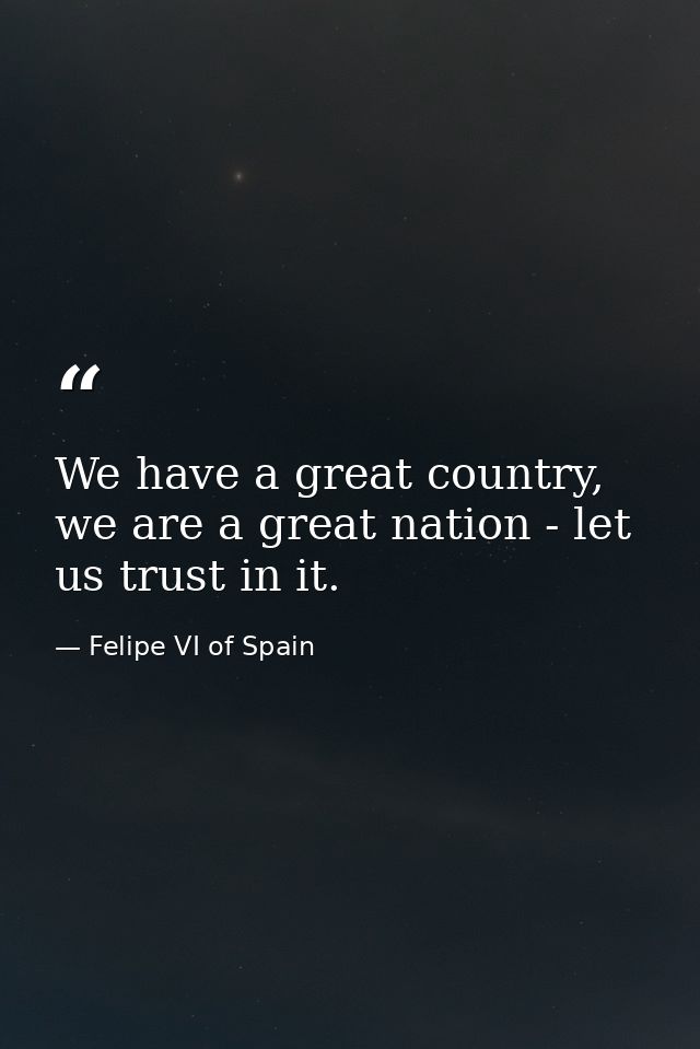 We have a great country, we are a great nation - let us trust in it. — Felipe VI of Spain