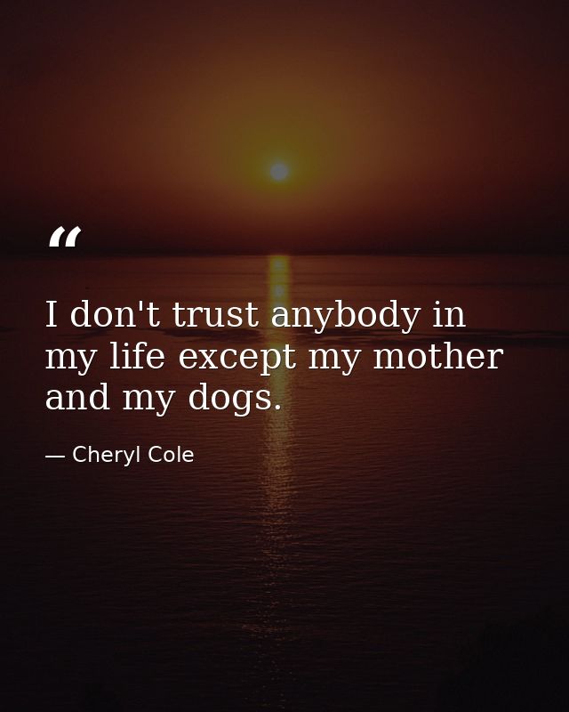 I don't trust anybody in my life except my mother and my dogs. — Cheryl Cole
