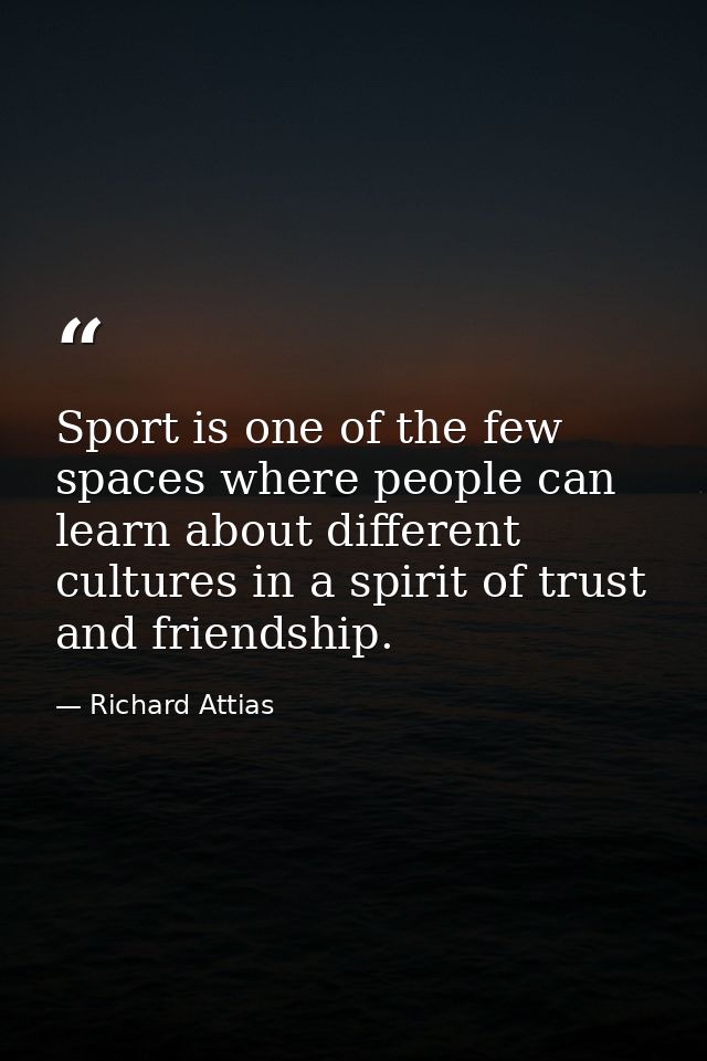 Sport is one of the few spaces where people can learn about different cultures in a spirit of trust and friendship. — Richard Attias