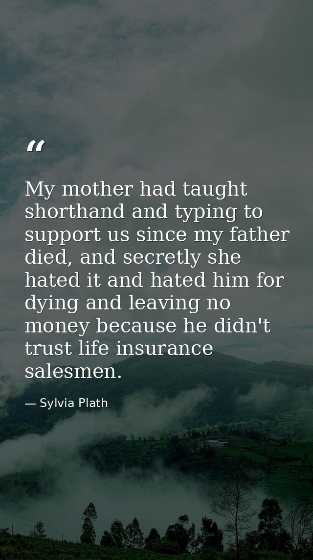 My mother had taught shorthand and typing to support us since my father died, and secretly she hated it and hated him fo — Sylvia Plath