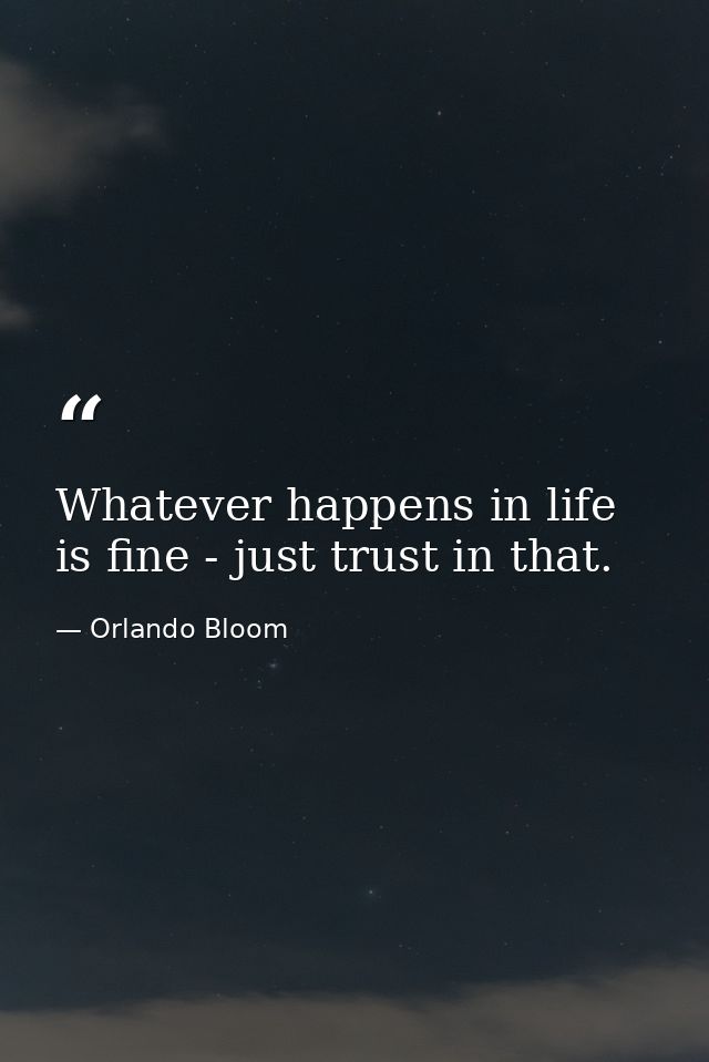 Whatever happens in life is fine - just trust in that. — Orlando Bloom