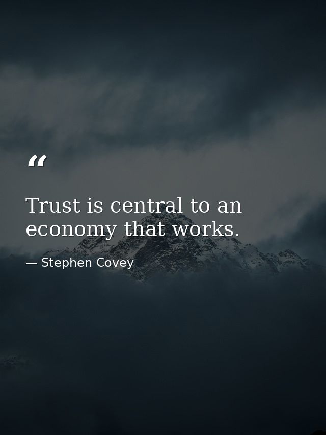 Trust is central to an economy that works. — Stephen Covey