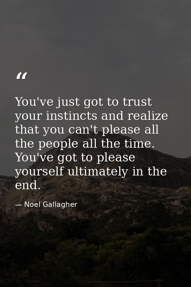 You've just got to trust your instincts and realize that you can't please all the people all the time. You've got to ple — Noel Gallagher