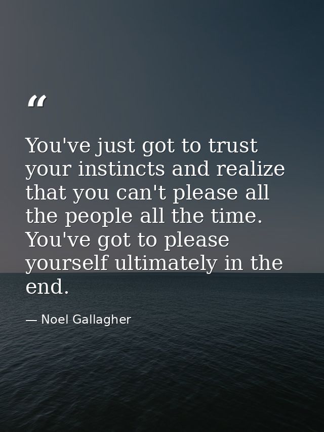 You've just got to trust your instincts and realize that you can't please all the people all the time. You've got to ple — Noel Gallagher