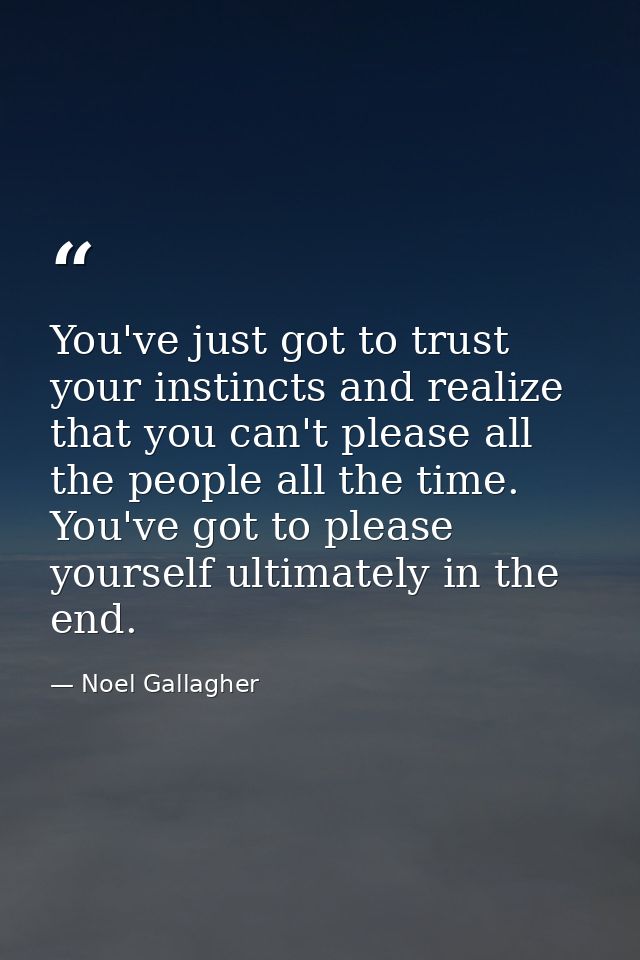 You've just got to trust your instincts and realize that you can't please all the people all the time. You've got to ple — Noel Gallagher
