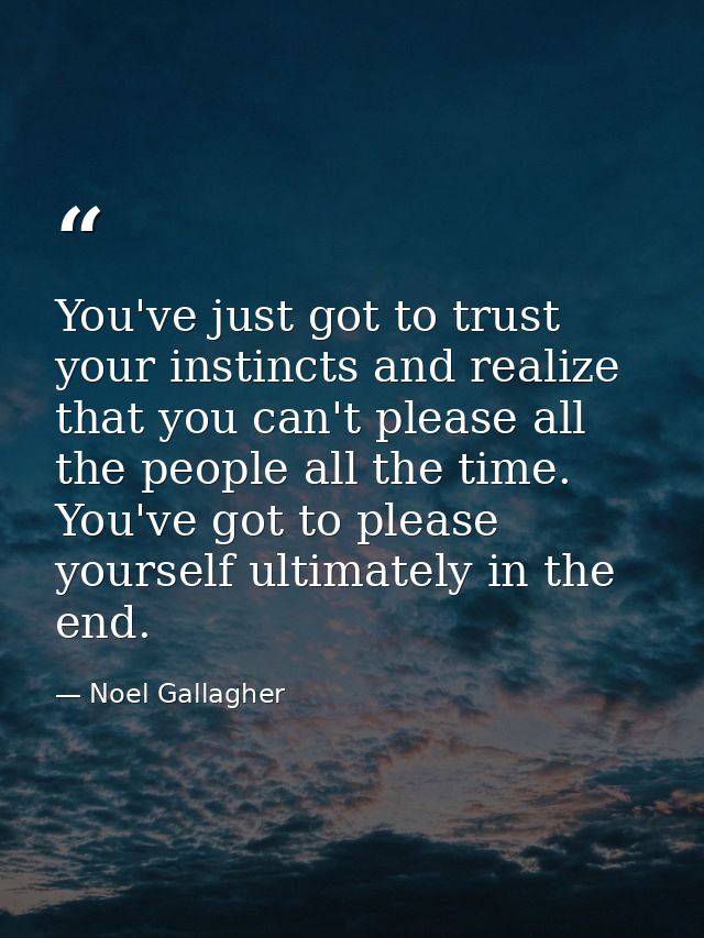 You've just got to trust your instincts and realize that you can't please all the people all the time. You've got to ple — Noel Gallagher