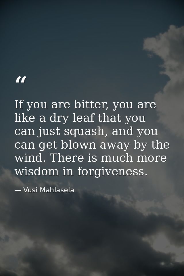 If you are bitter, you are like a dry leaf that you can just squash, and you can get blown away by the wind. There is mu — Vusi Mahlasela