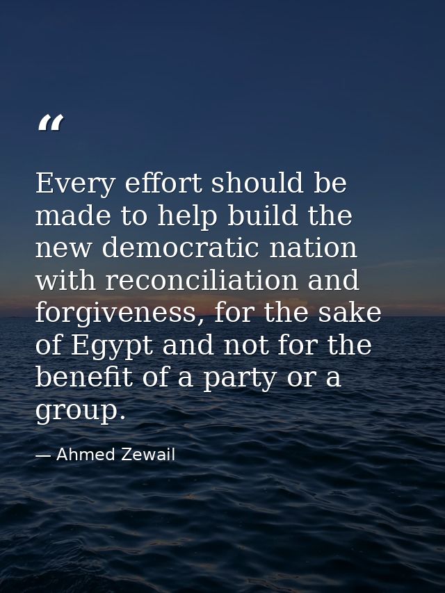 Every effort should be made to help build the new democratic nation with reconciliation and forgiveness, for the sake of — Ahmed Zewail