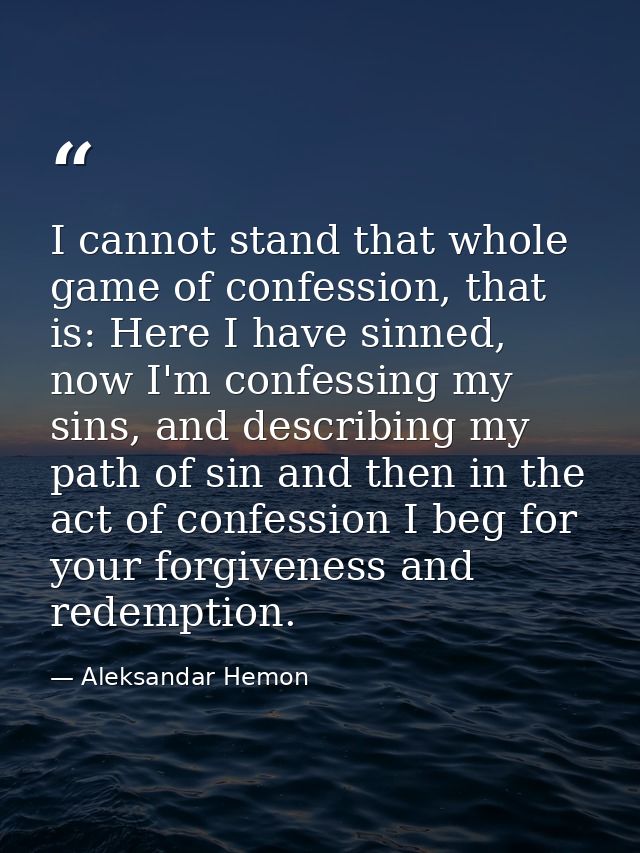 I cannot stand that whole game of confession, that is: Here I have sinned, now I'm confessing my sins, and describing my — Aleksandar Hemon