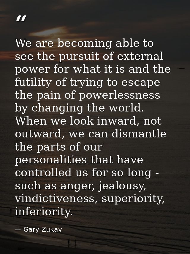 We are becoming able to see the pursuit of external power for what it is and the futility of trying to escape the pain o — Gary Zukav