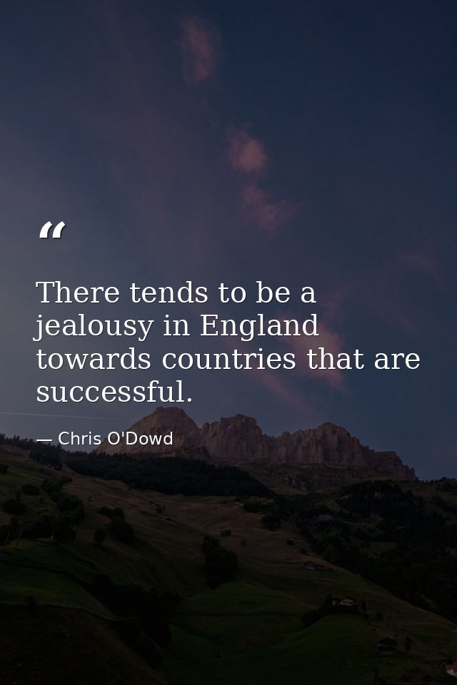 There tends to be a jealousy in England towards countries that are successful. — Chris O'Dowd