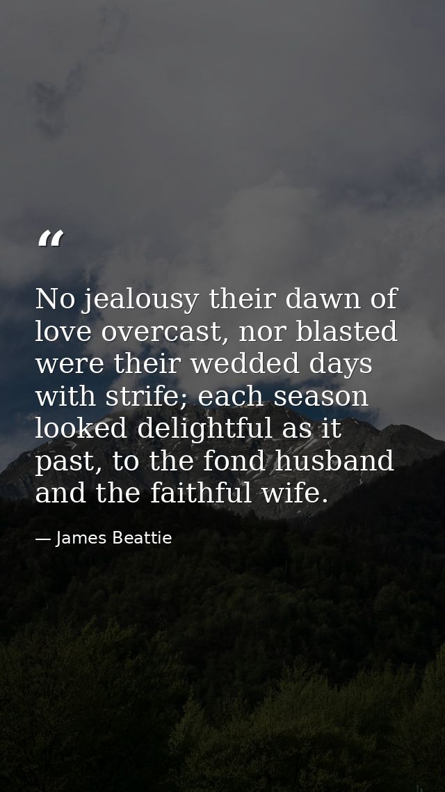 No jealousy their dawn of love overcast, nor blasted were their wedded days with strife; each season looked delightful a — James Beattie