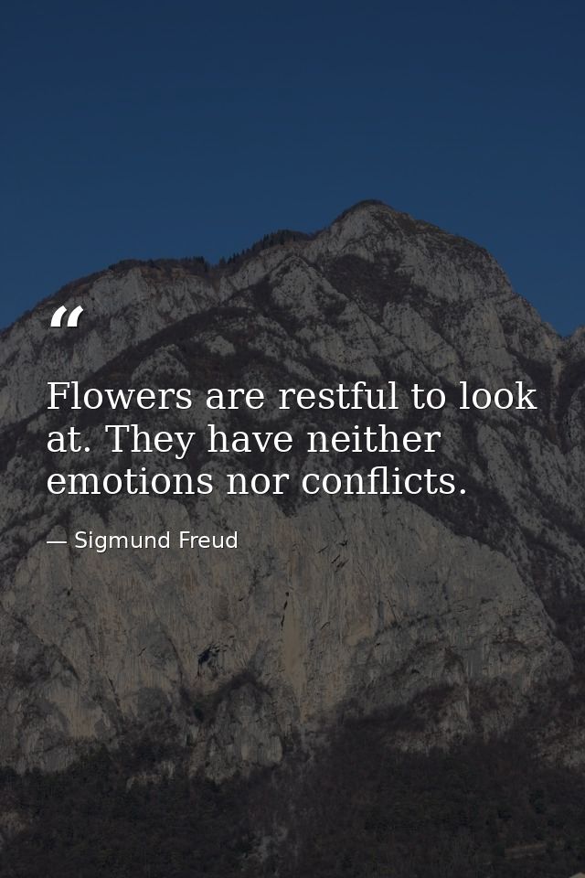 Flowers are restful to look at. They have neither emotions nor conflicts. — Sigmund Freud
