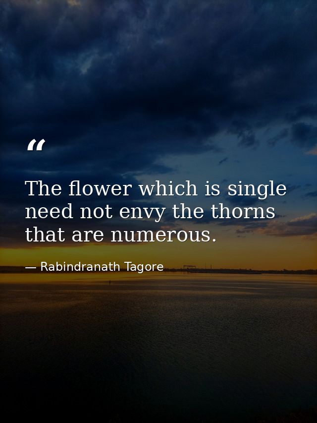 The flower which is single need not envy the thorns that are numerous. — Rabindranath Tagore