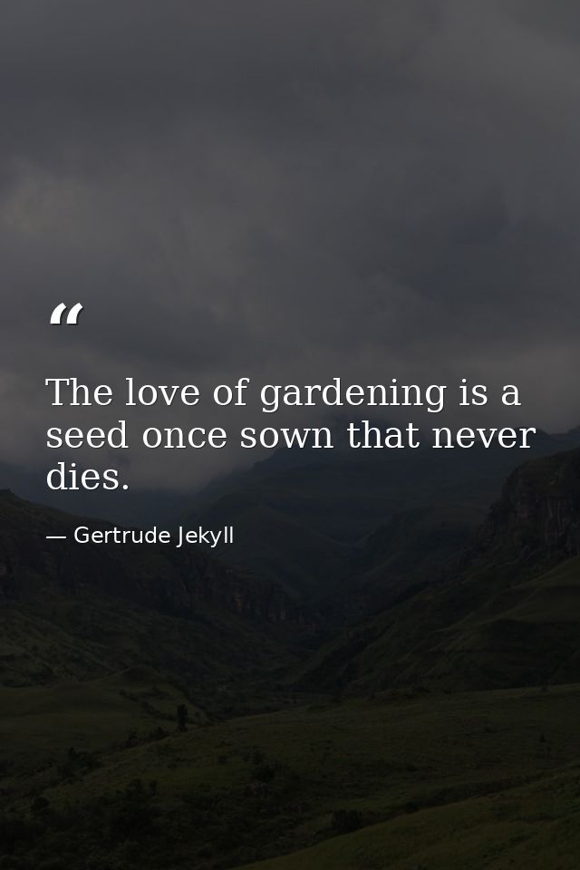 The love of gardening is a seed once sown that never dies. — Gertrude Jekyll