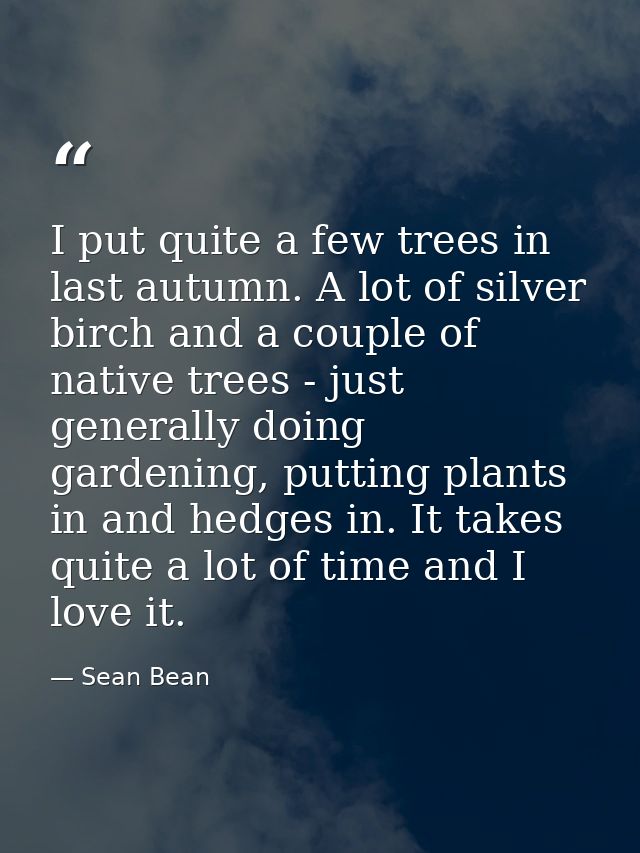 I put quite a few trees in last autumn. A lot of silver birch and a couple of native trees - just generally doing garden — Sean Bean