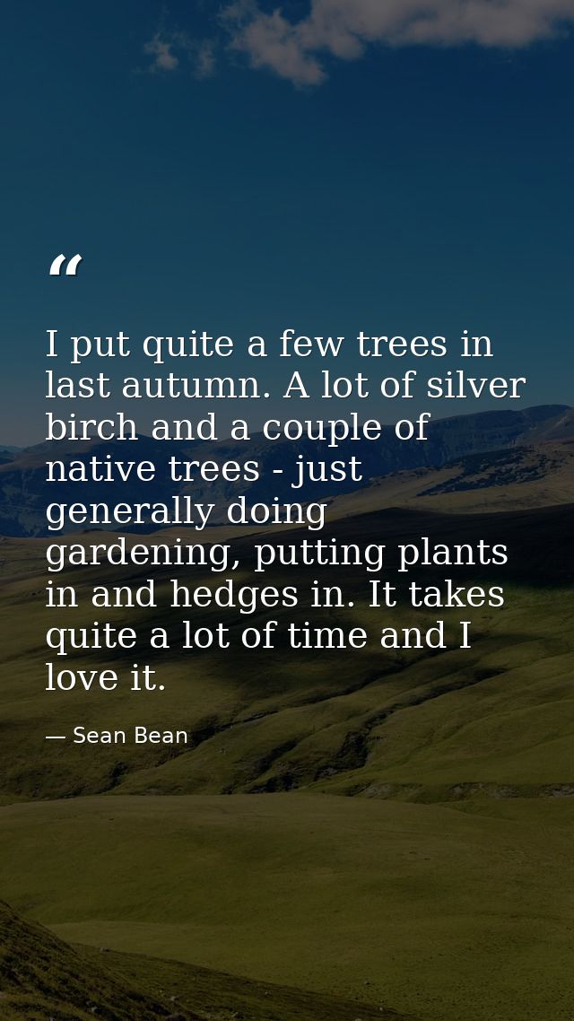 I put quite a few trees in last autumn. A lot of silver birch and a couple of native trees - just generally doing garden — Sean Bean
