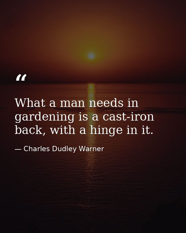 What a man needs in gardening is a cast-iron back, with a hinge in it. — Charles Dudley Warner