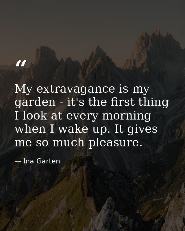 My extravagance is my garden - it's the first thing I look at every morning when I wake up. It gives me so much pleasure — Ina Garten