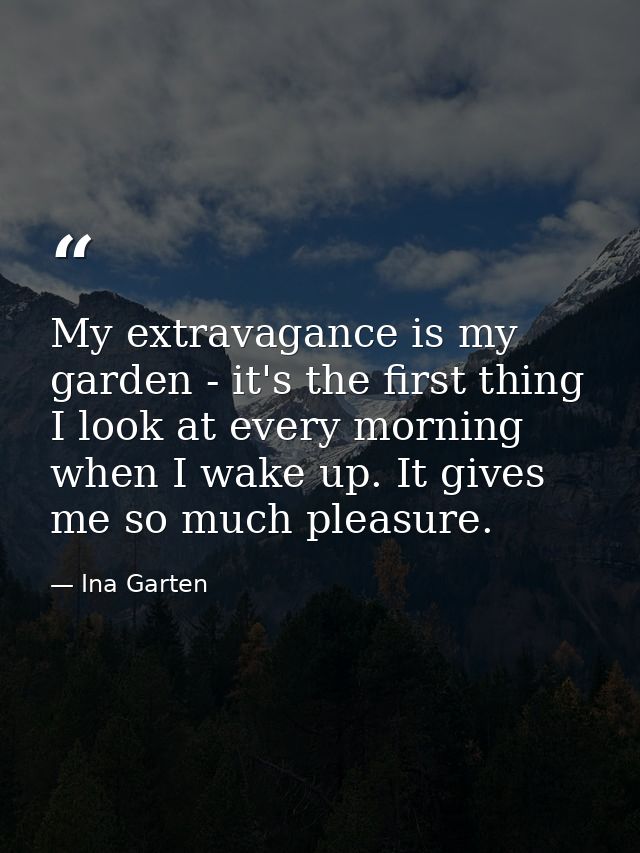 My extravagance is my garden - it's the first thing I look at every morning when I wake up. It gives me so much pleasure — Ina Garten