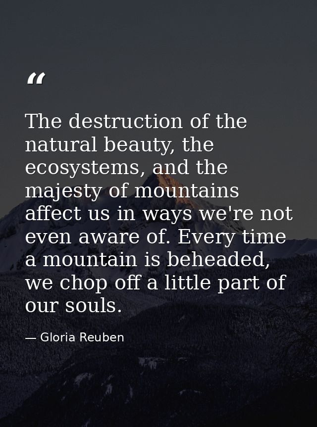 The destruction of the natural beauty, the ecosystems, and the majesty of mountains affect us in ways we're not even awa — Gloria Reuben